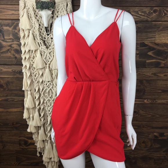 MNG | Faux Wrap Pleated Strappy Dress - Picture 2 of 5